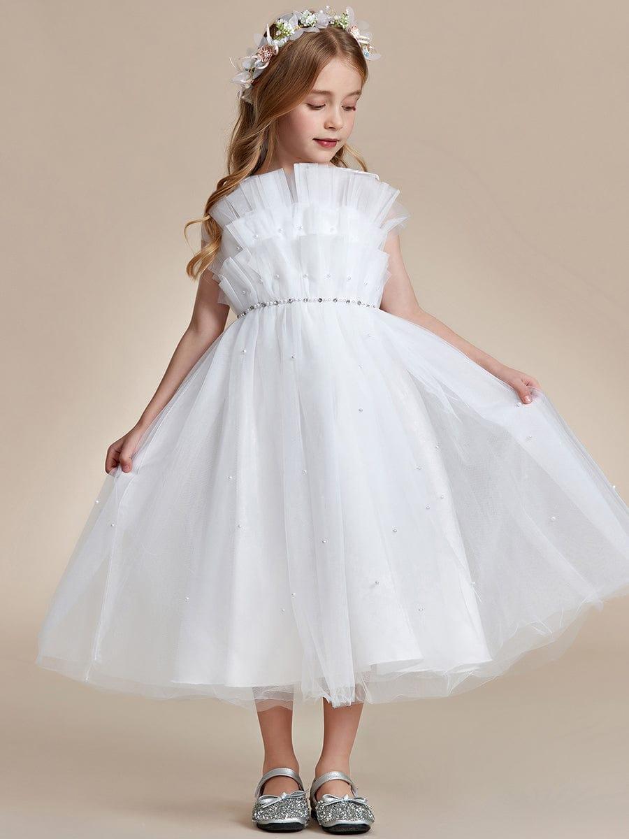 CINDIE|Shiny Flower Girl Dress with layer of tulle on the princess chest