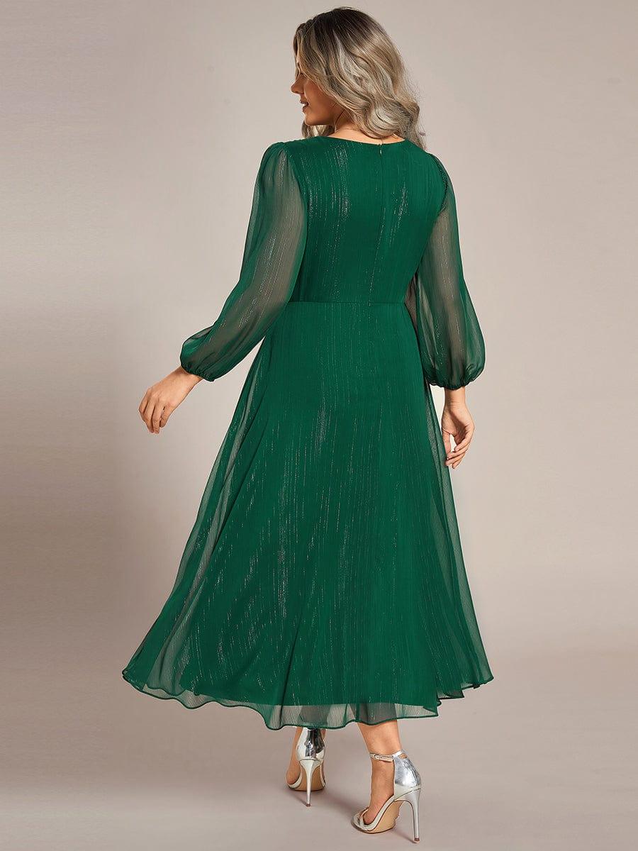 pretty EMBER|Plus Size Twist Knot Louts Leaf Long Sleeve A-Line Evening Dress