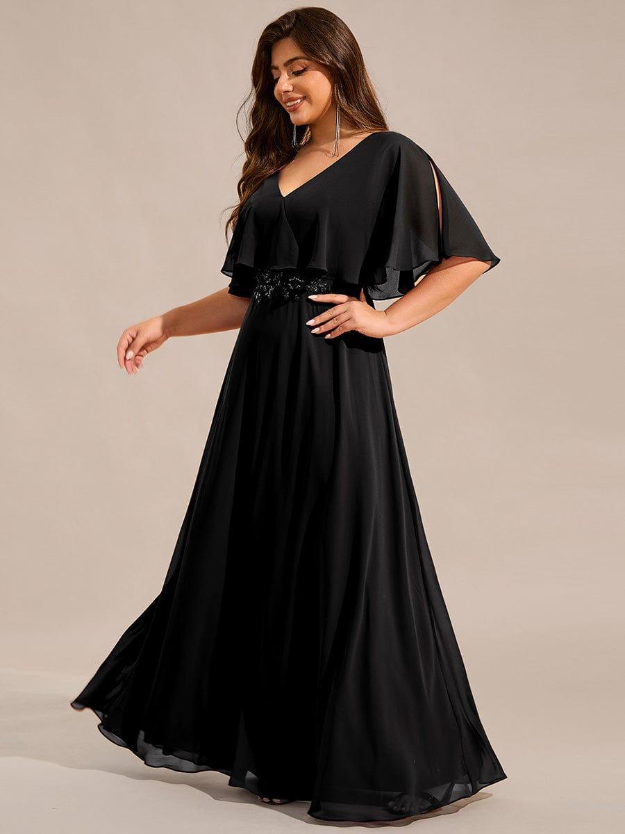 pretty MAXINE|Plus Size Chiffon Formal Maxi Dress with Batwing Sleeves