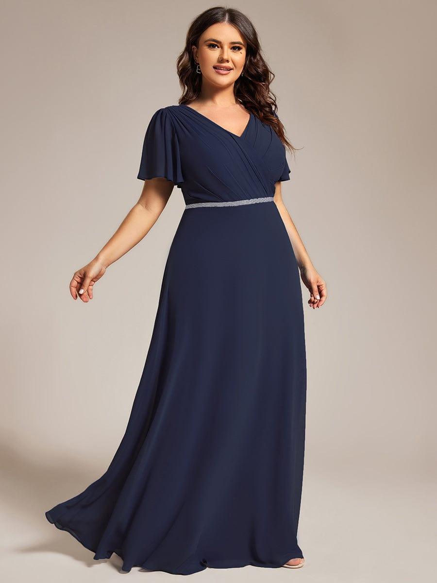 pretty LAYLAH|Plus Size Pleated A-Line Shiny Belt Chiffon Formal Evening Dress