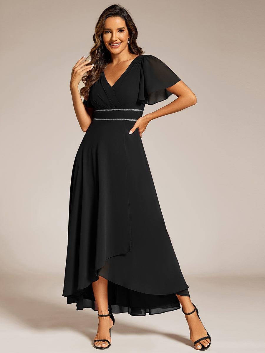 ever DAKOTA|Double V-Neck Waist Trimmed Chiffon Mother of the Bride Dress