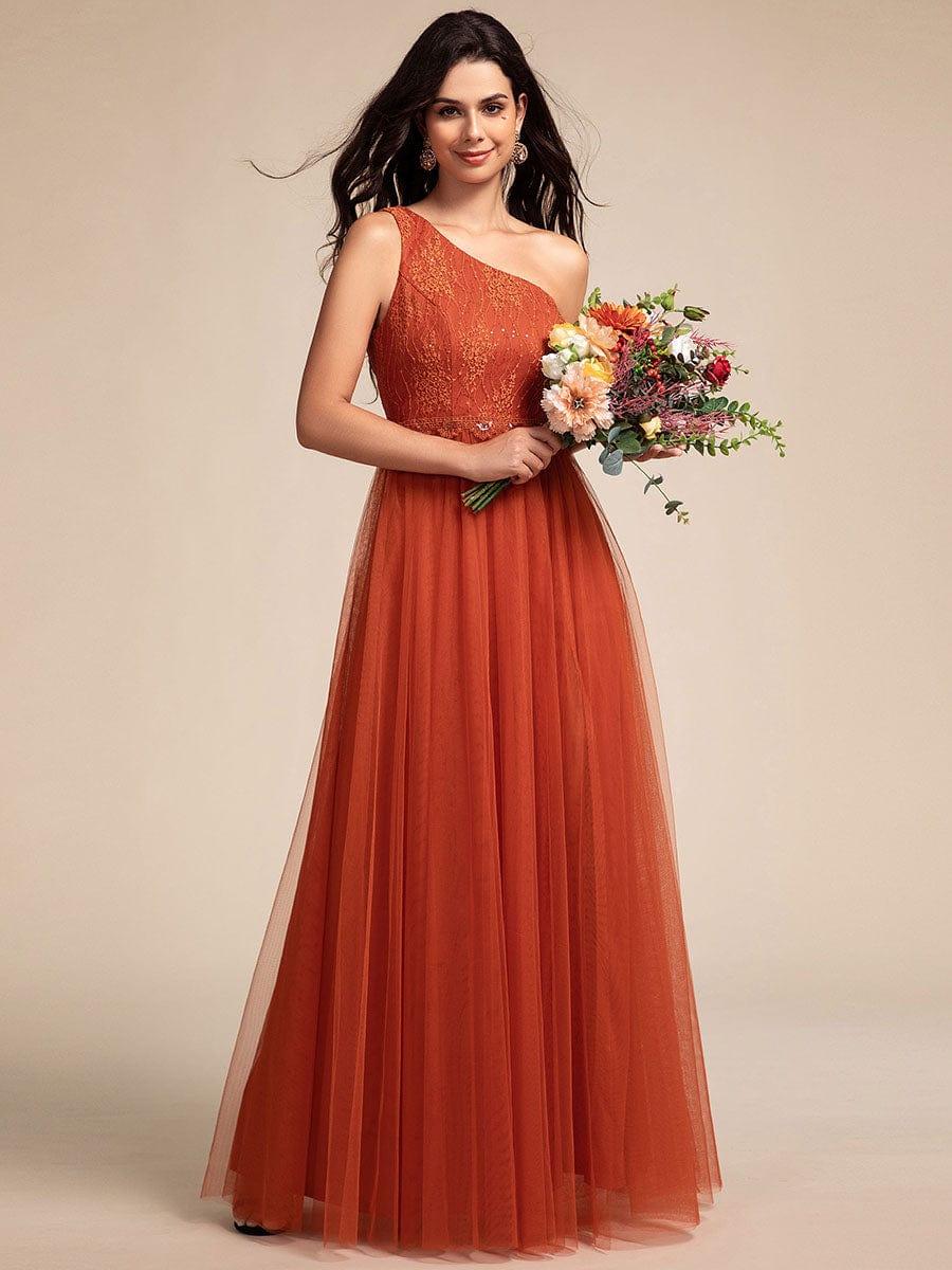 One-Shoulder Embellished Tulle Formal Evening Dress