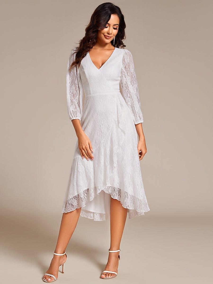 ever CAMILLE|Elegant Lace A-Line Long Sleeves Midi Wedding Guest Dress