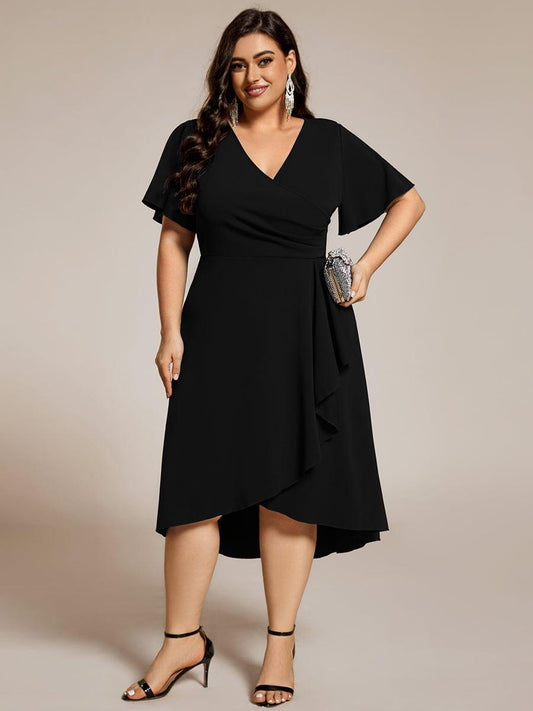 ever FALLON|High-Stretch V-neck Midi Wedding Guest Dress
