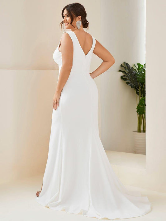 ever ARDEN|Ruched Bodycon Deep V-Neck Sleeveless Simple Wedding Dress