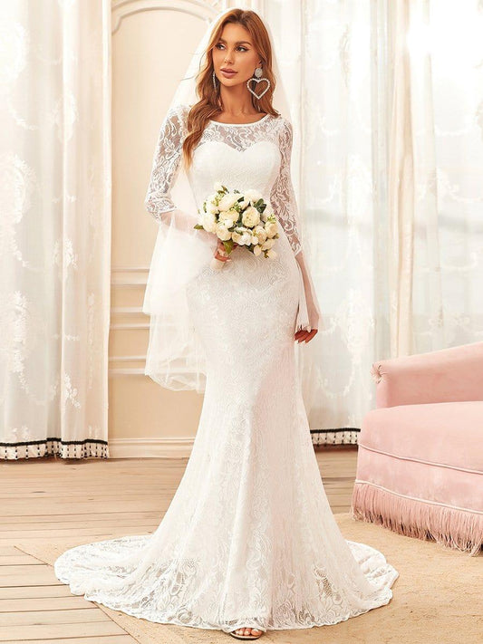 VALENZA'S BRIDE|Sweetheart Long Bell Sleeve Mermaid Wedding Dress