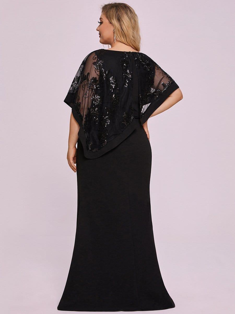 pretty CELINE|Plus Size Lace Sequin Shirt Floor-Length Mother Dress