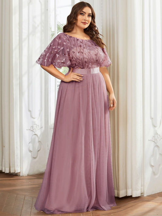 pretty SAPHIR|Plus Size Sequin Bodice Long Formal Evening Dresses