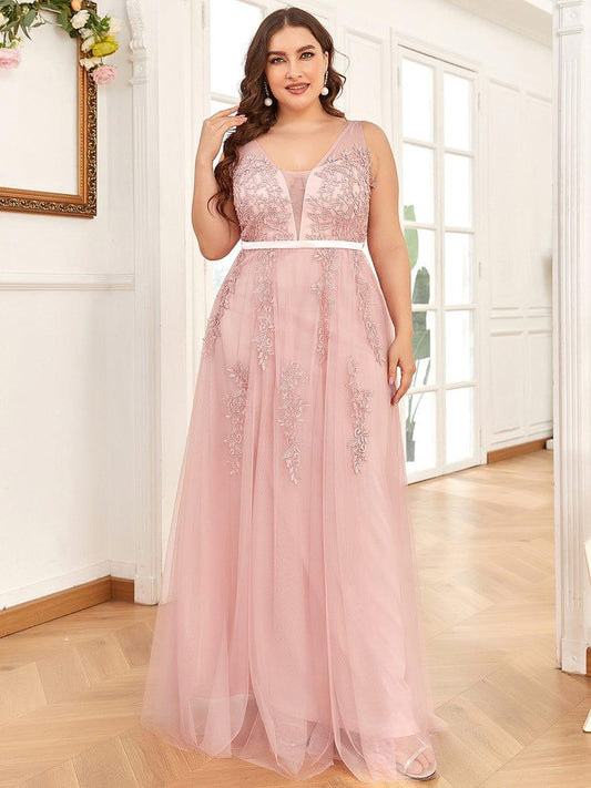 Plus Size Maxi Long Ethereal Tulle Formal Evening Dress