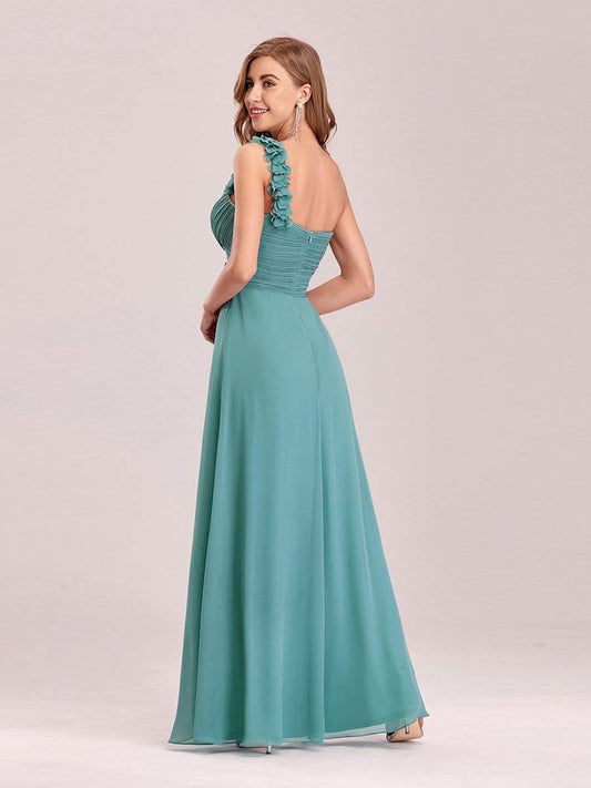 Chiffon One Shoulder Maxi Long Bridesmaid Dresses for Women