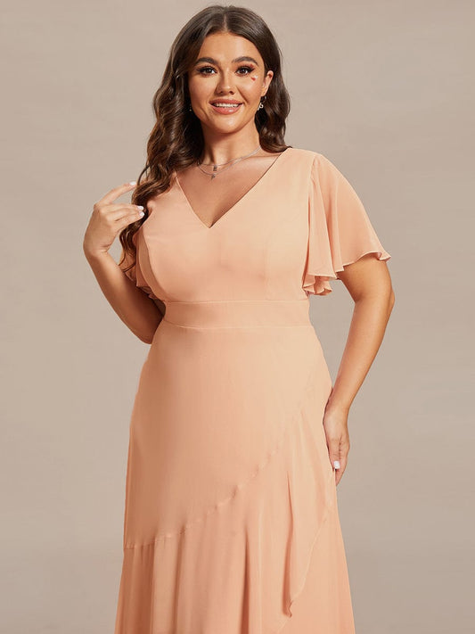 ever OREE|Ruffles Sleeve V-Neck Chiffon Bridesmaid Dress