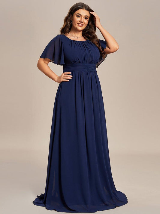 pretty KIMORA|Plus Size Simple Chiffon Pleated A-Line Bridesmaid Dress