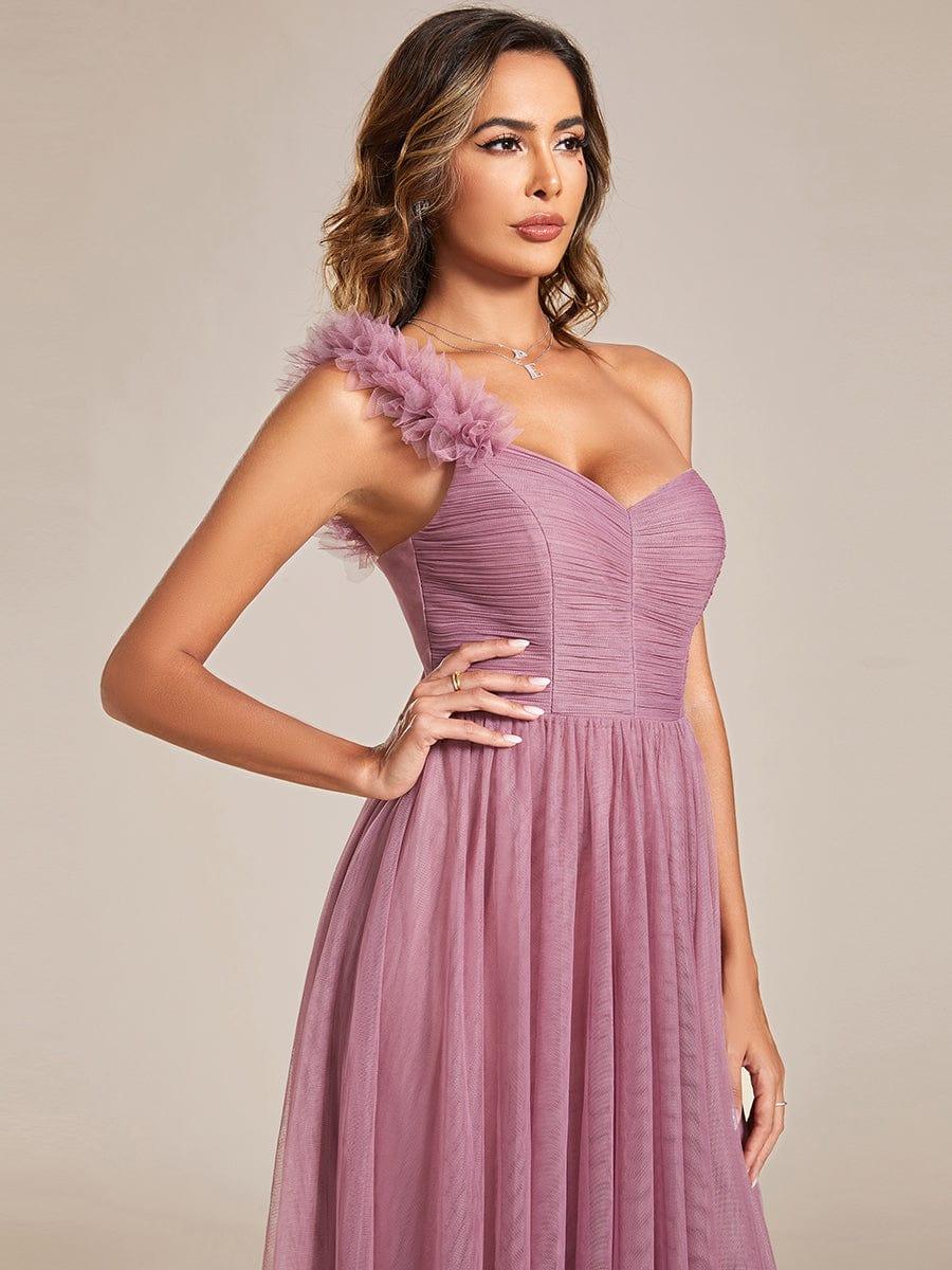 ever CLOE|Sweetheart Neckline One Shoulder with Floral Tulle High Slit Bridesmaid Dress