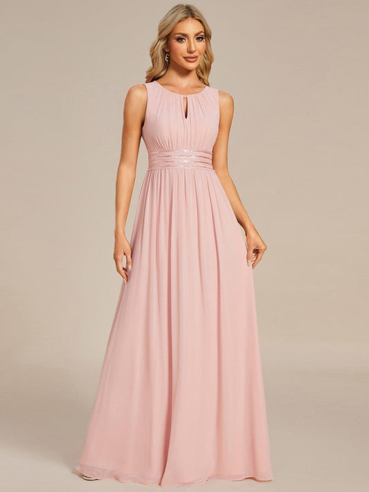 ever KALIA|Simple Sleeveless A-line Chiffon Bridesmaid Dress with Hollow Out Detail
