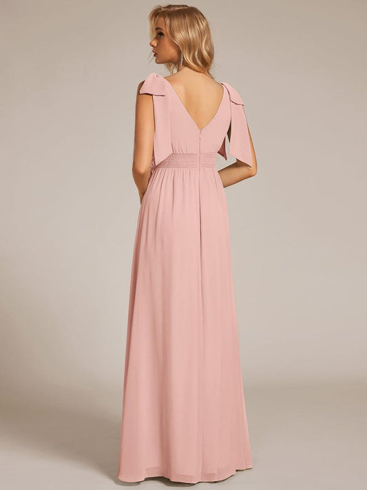 ever FRANKIE|Bow Shoulder Empire Waist Maxi Bridesmaid Dress