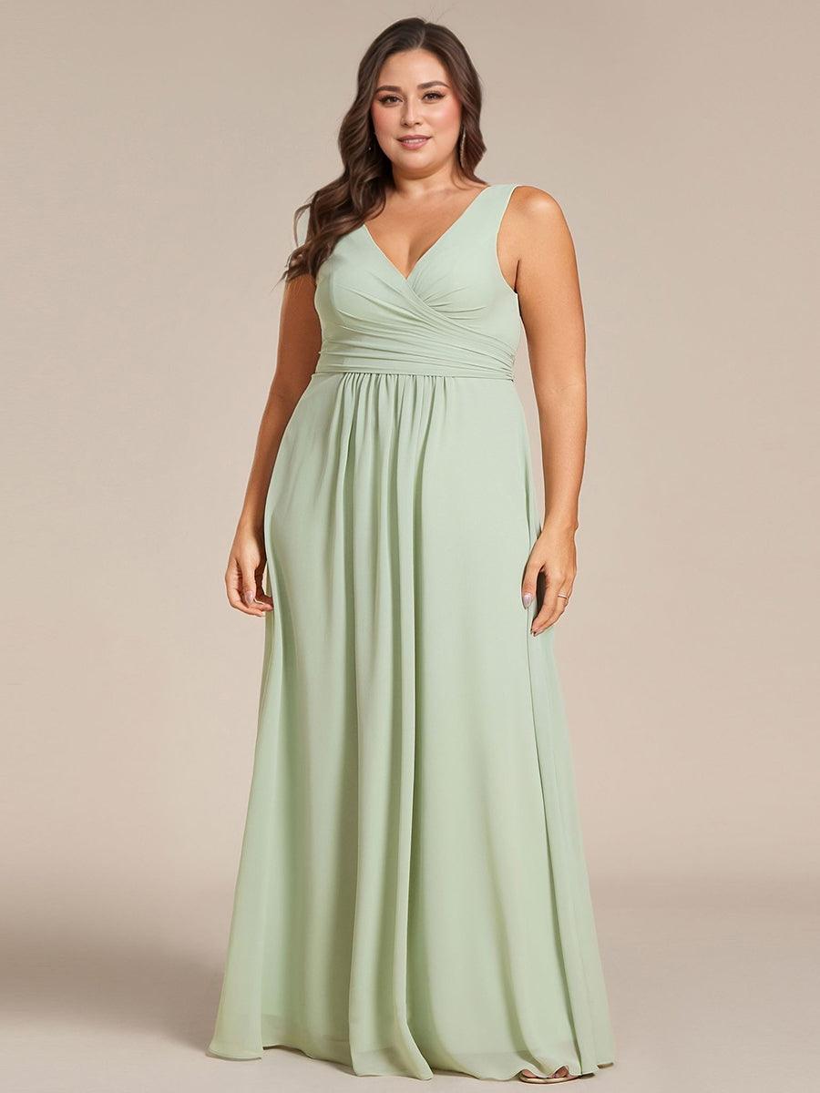 pretty SAUYER|Plus Size Strapless V-Neck A-Line Lace-Up Bridesmaid Dress