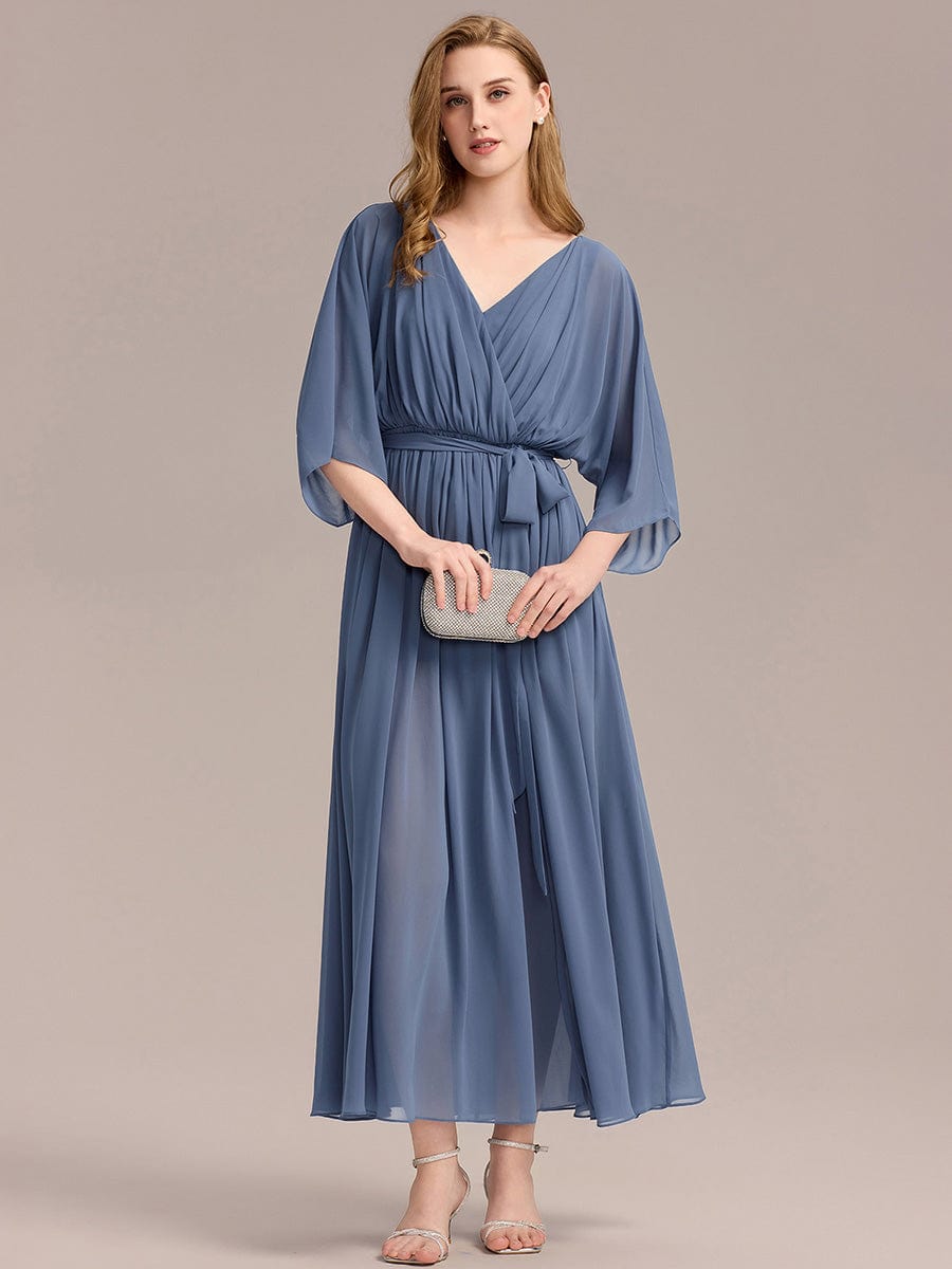 ever ELINA|Slit Chiffon Tie-Front Formal Dress