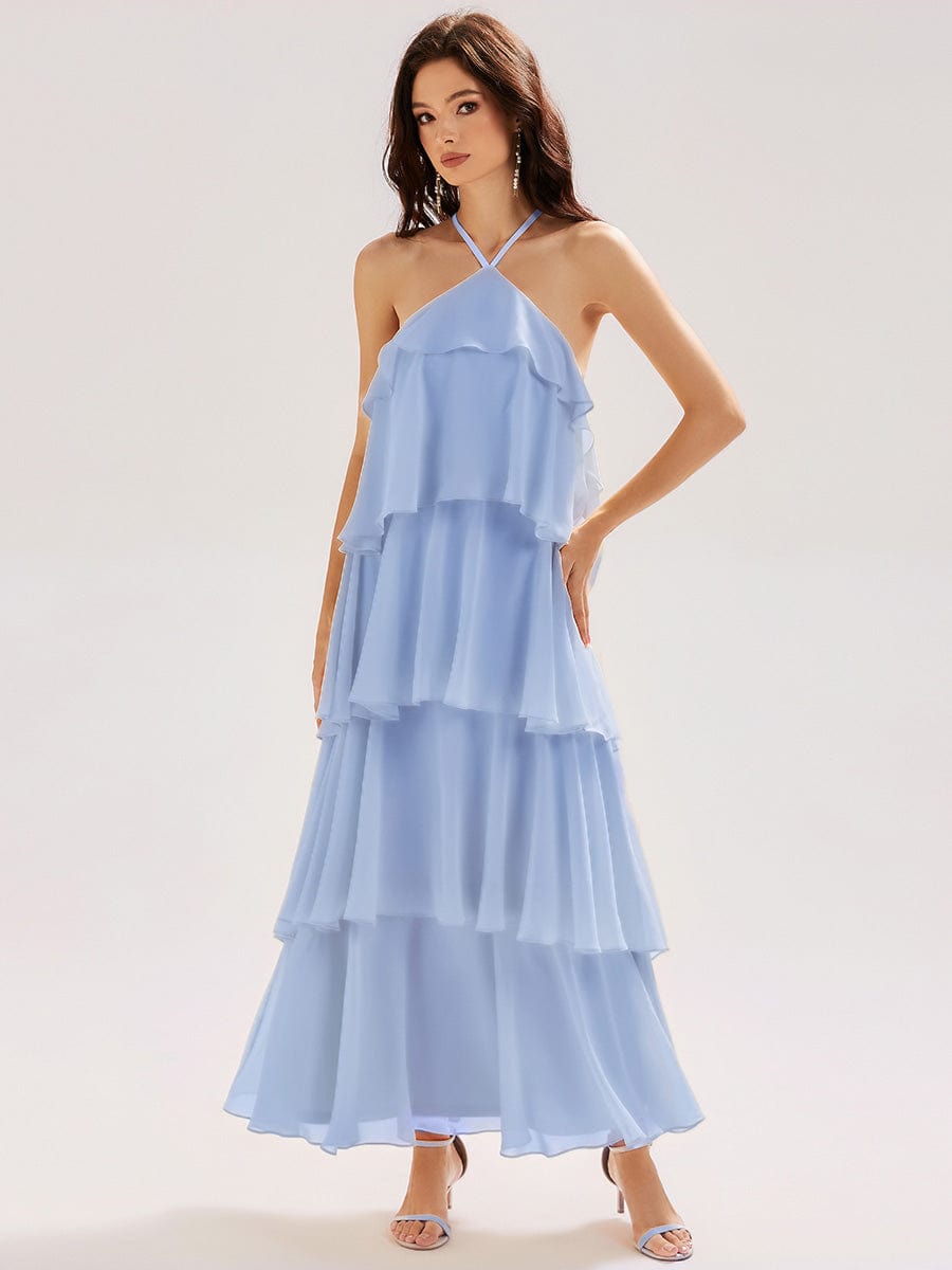 ever TALIA|Backless Chiffon Tiered Maxi Dress