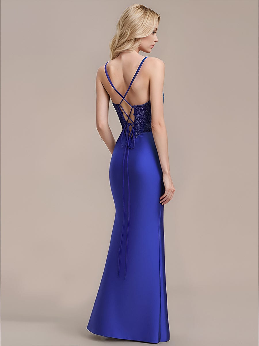 ever MARISELA|Back-Tie Satin Bodycon Formal Dress