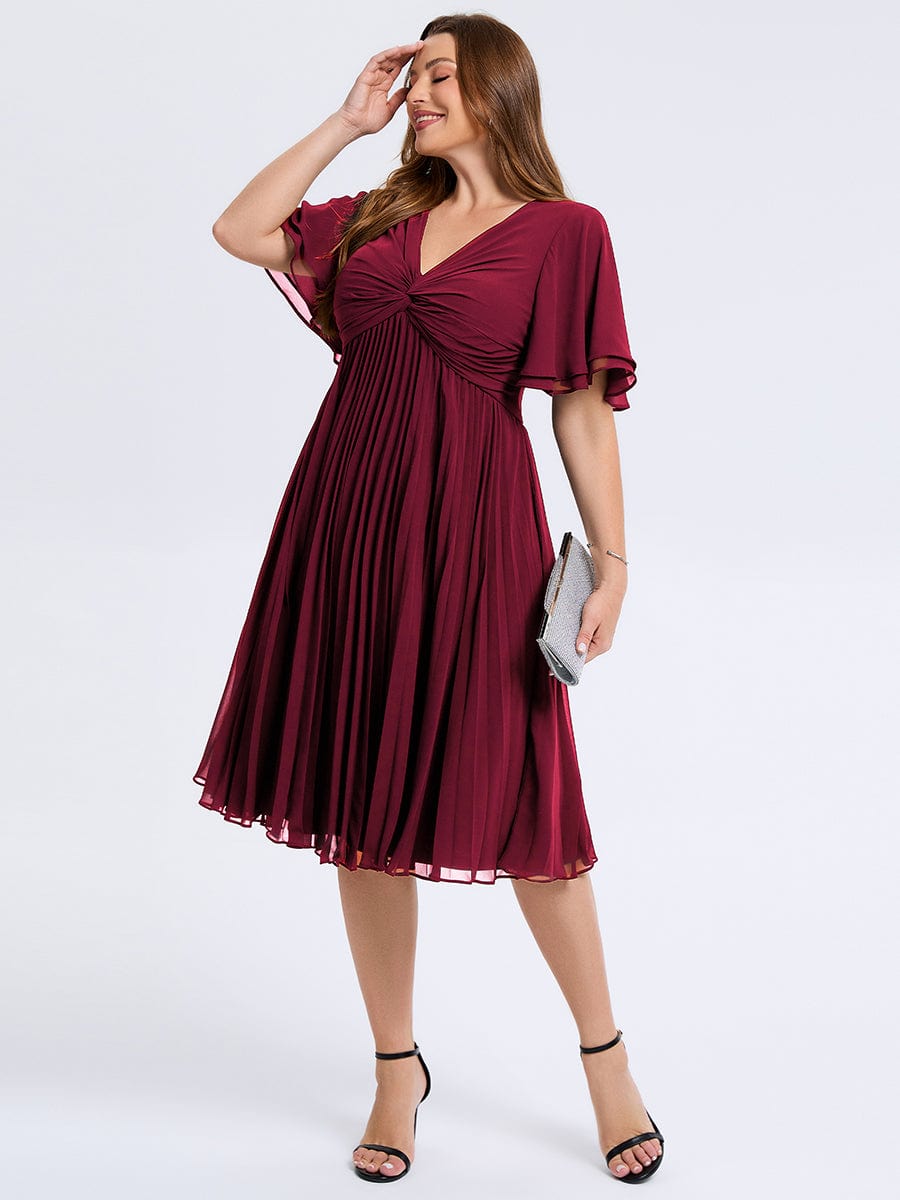 pretty TALIENNE|Plus Size Pleated Chiffon Wedding Guest Dress