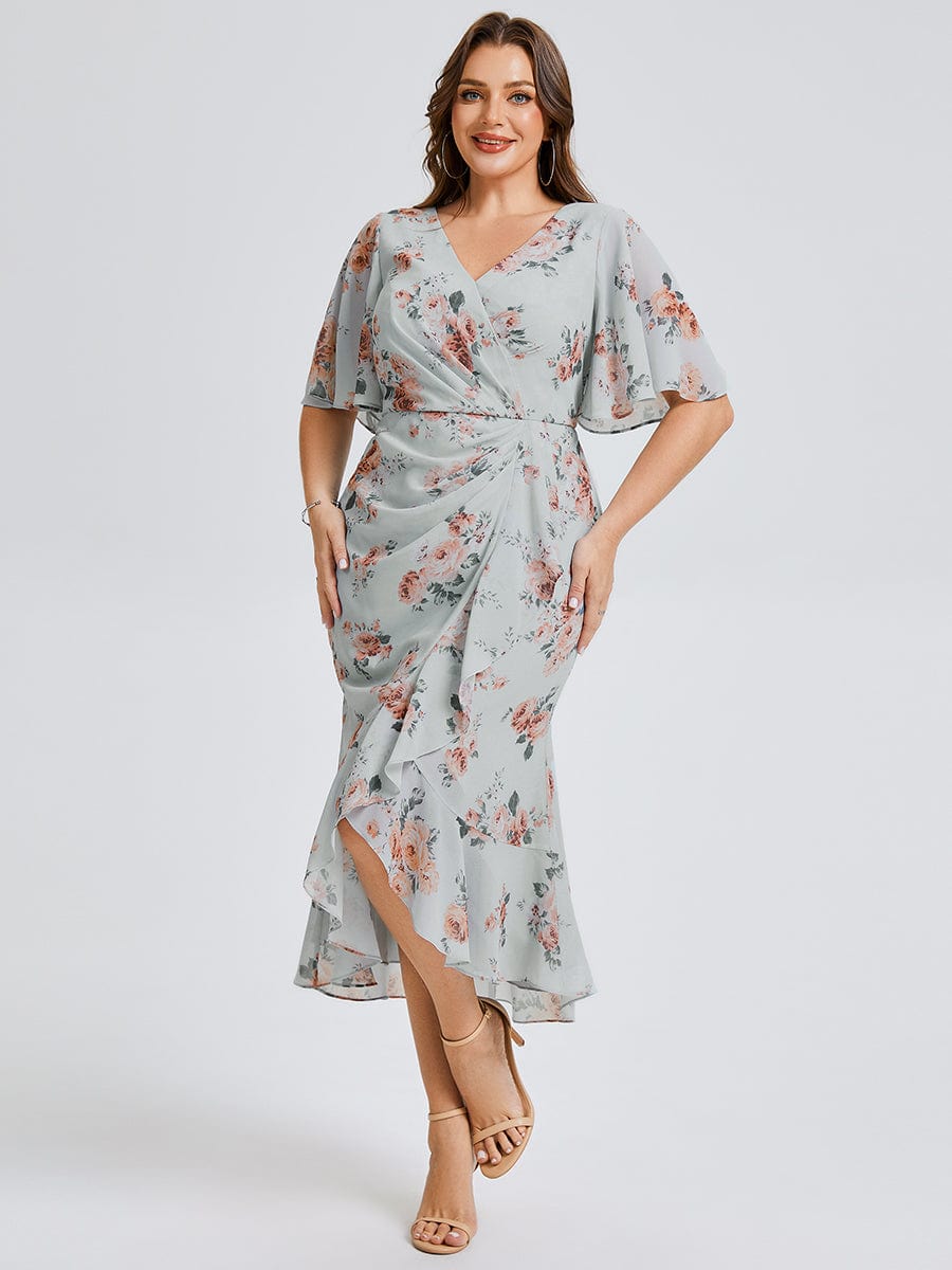 pretty FLORENCIA|Plus Size Printed Mermaid Chiffon Wedding Guest Dress