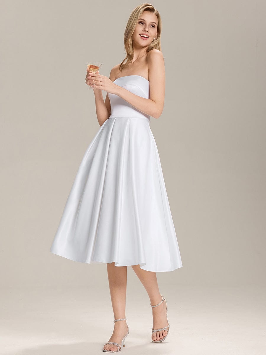 ever AMARA|Satin Strapless A-Line Midi Dress