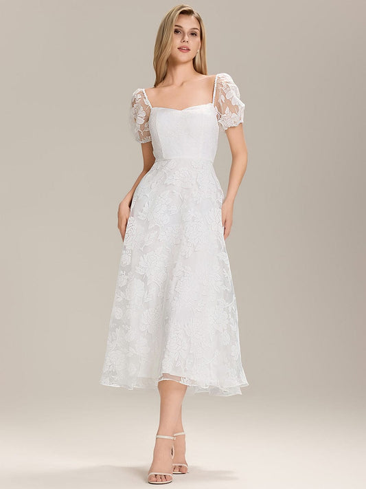 ever THALINA|Elegant Puff Sleeve A-Line Midi Dress