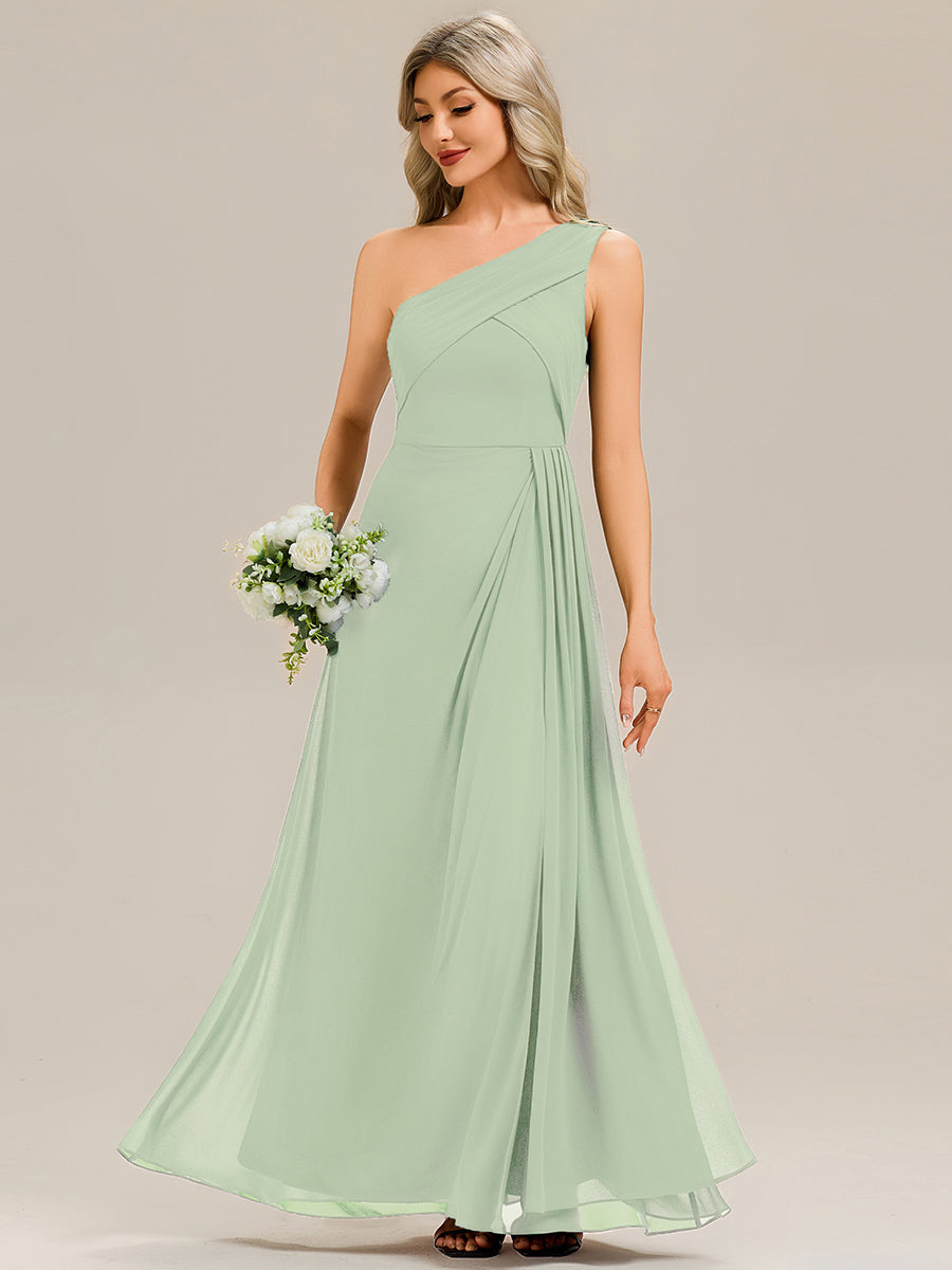 Flowing Ribbons Chiffon Sleeveless Bridesmaid Dress