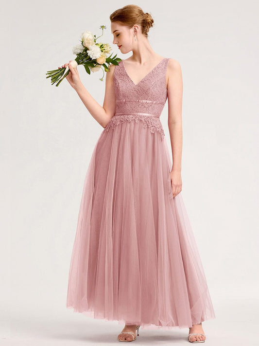 ever ELIA|Applique Tulle Sleeveless Bridesmaid Dress