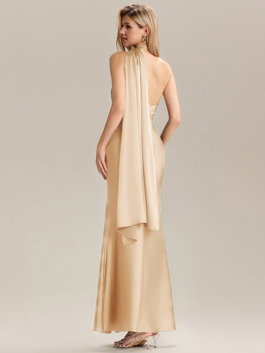ever SYLVARA|Flowing Ribbons Satin Sleeveless Bridesmaid Dress