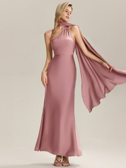ever SYLVARA|Flowing Ribbons Satin Sleeveless Bridesmaid Dress