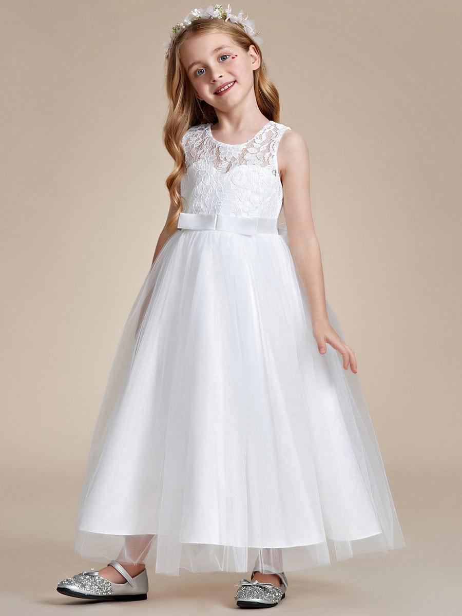 ROSA MAE|Princess Bow Sleeveless Lace Tulle Flower Girl Dress