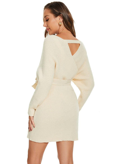 ever RACHELLE|V-Neck Wrap Long Dolman Sleeve Knit Bodycon Sweater Dress