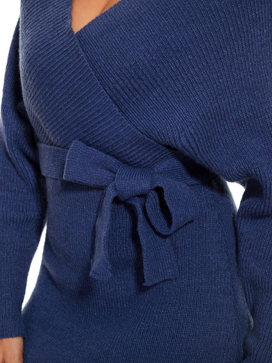 ever RACHELLE|V-Neck Wrap Long Dolman Sleeve Knit Bodycon Sweater Dress