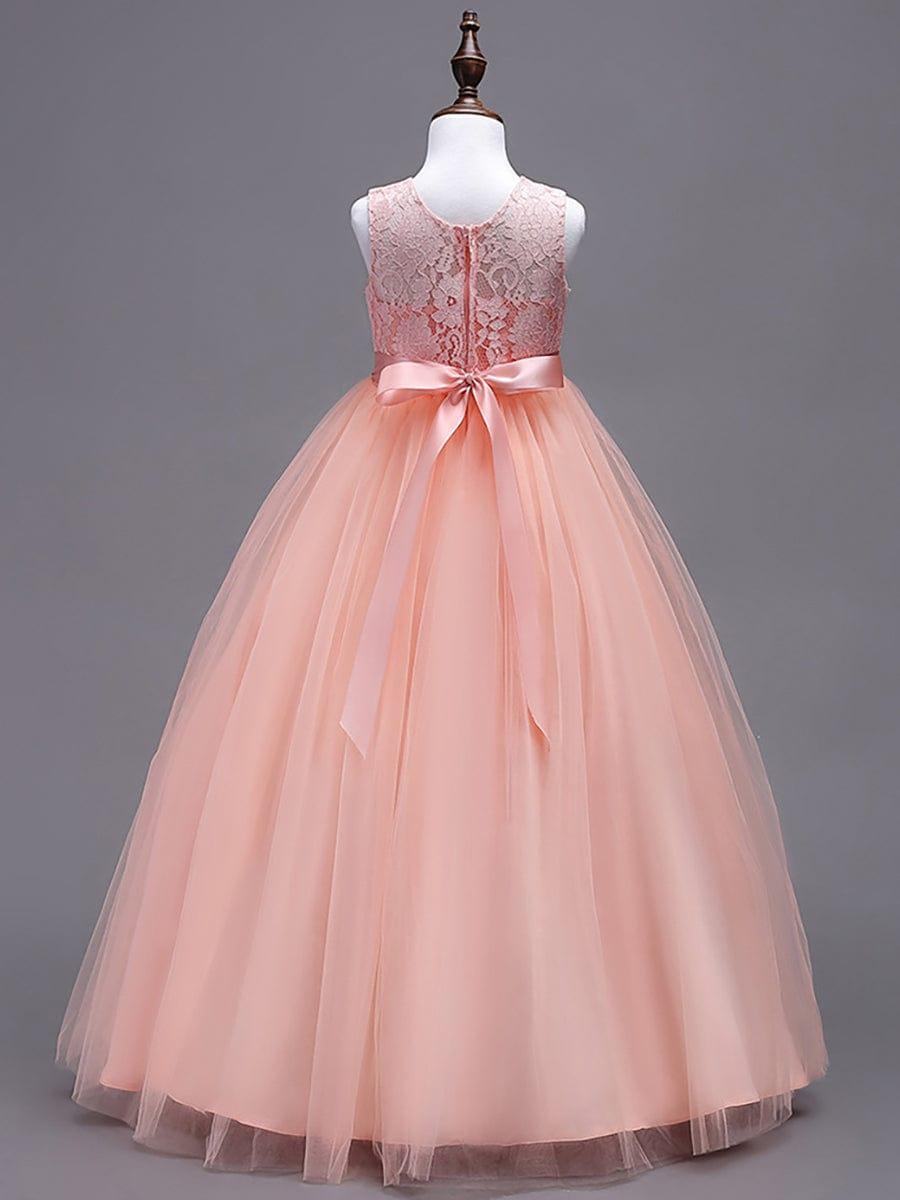 ROSA MAE|Princess Bow Sleeveless Lace Tulle Flower Girl Dress