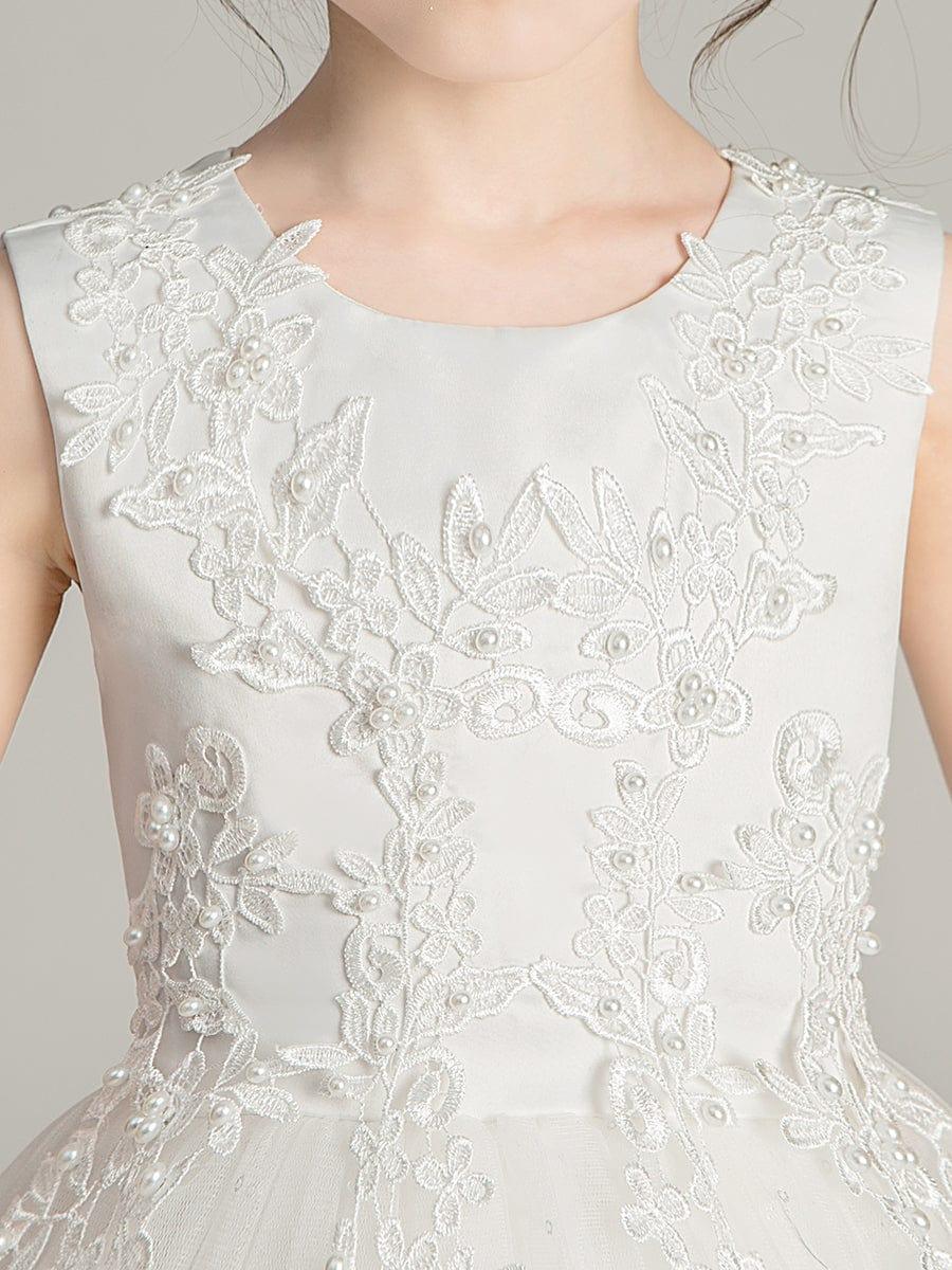 BRIE|Gorgeous White Lace and Tulle Flower Girl Dress with Flower Appliques