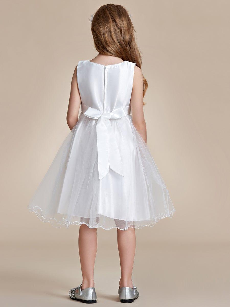 ROSABELLE|Sequin Bodice Double hemline Short Flower Girl Dress with Bowknot