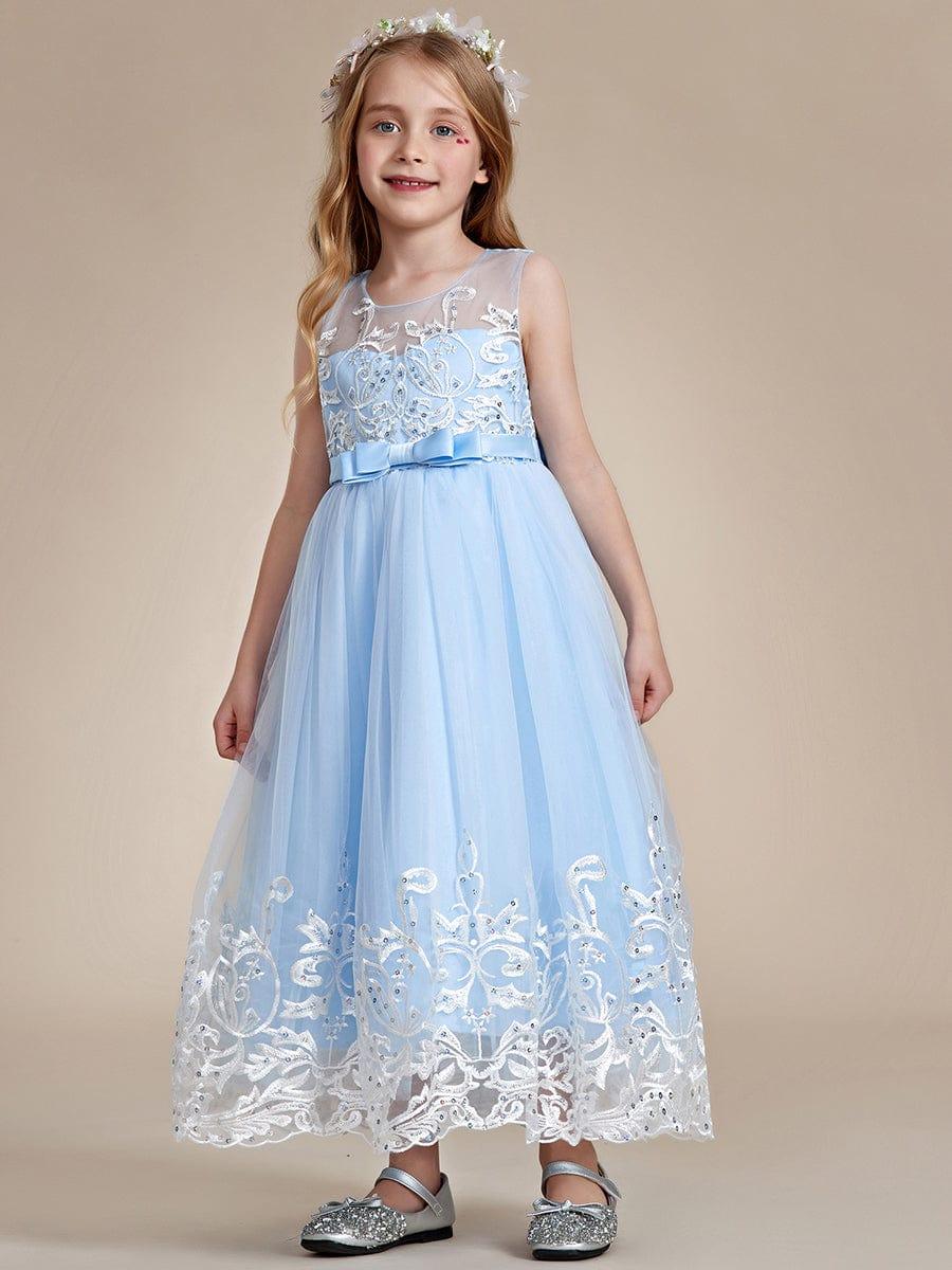 AURIENNA|Gorgeous Applique Princess Dress for Flower Girl with Bowknot