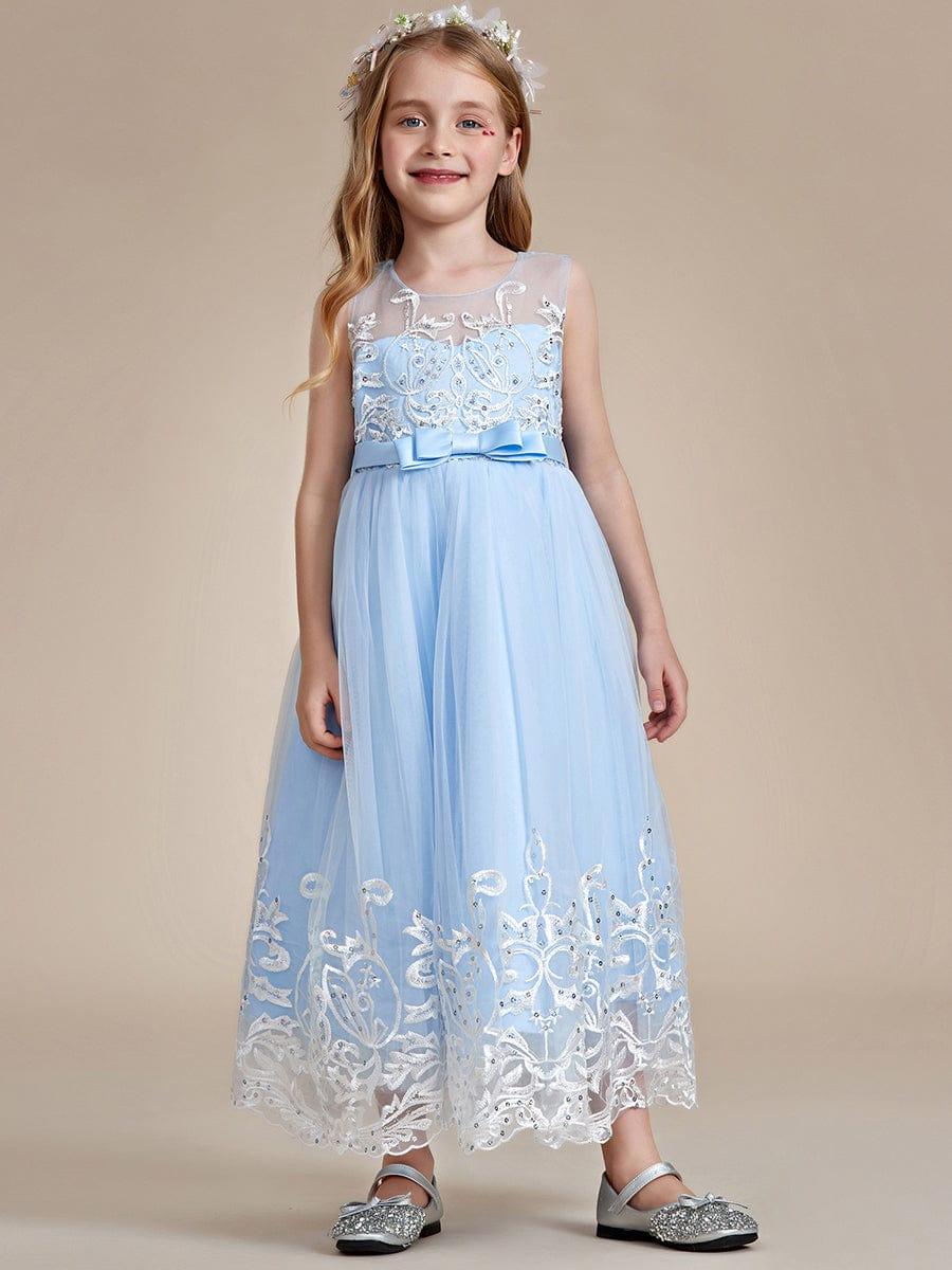 AURIENNA|Gorgeous Applique Princess Dress for Flower Girl with Bowknot