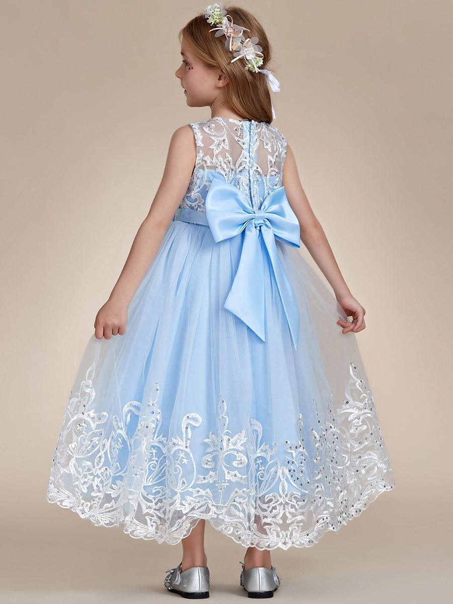 AURIENNA|Gorgeous Applique Princess Dress for Flower Girl with Bowknot