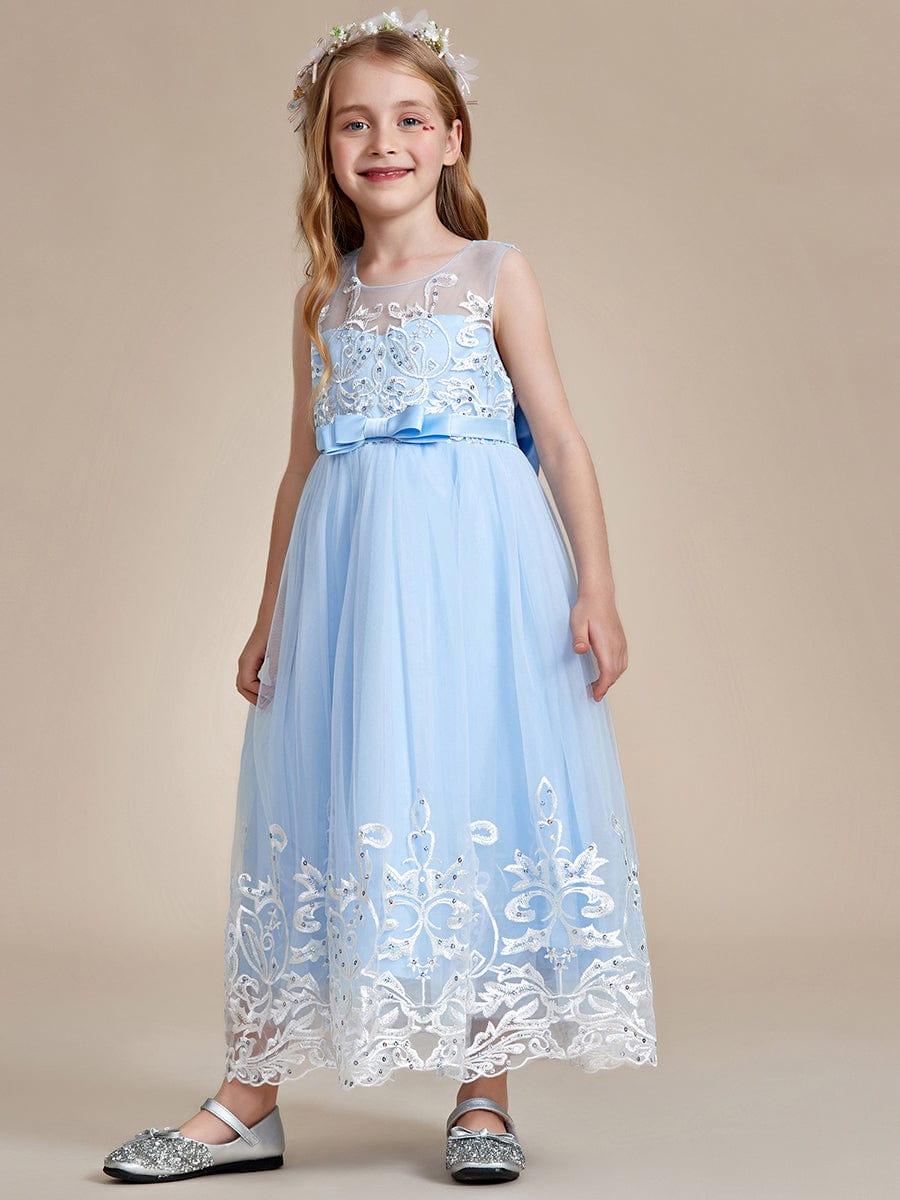 AURIENNA|Gorgeous Applique Princess Dress for Flower Girl with Bowknot
