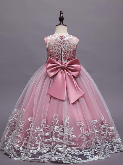 AURIENNA|Gorgeous Applique Princess Dress for Flower Girl with Bowknot