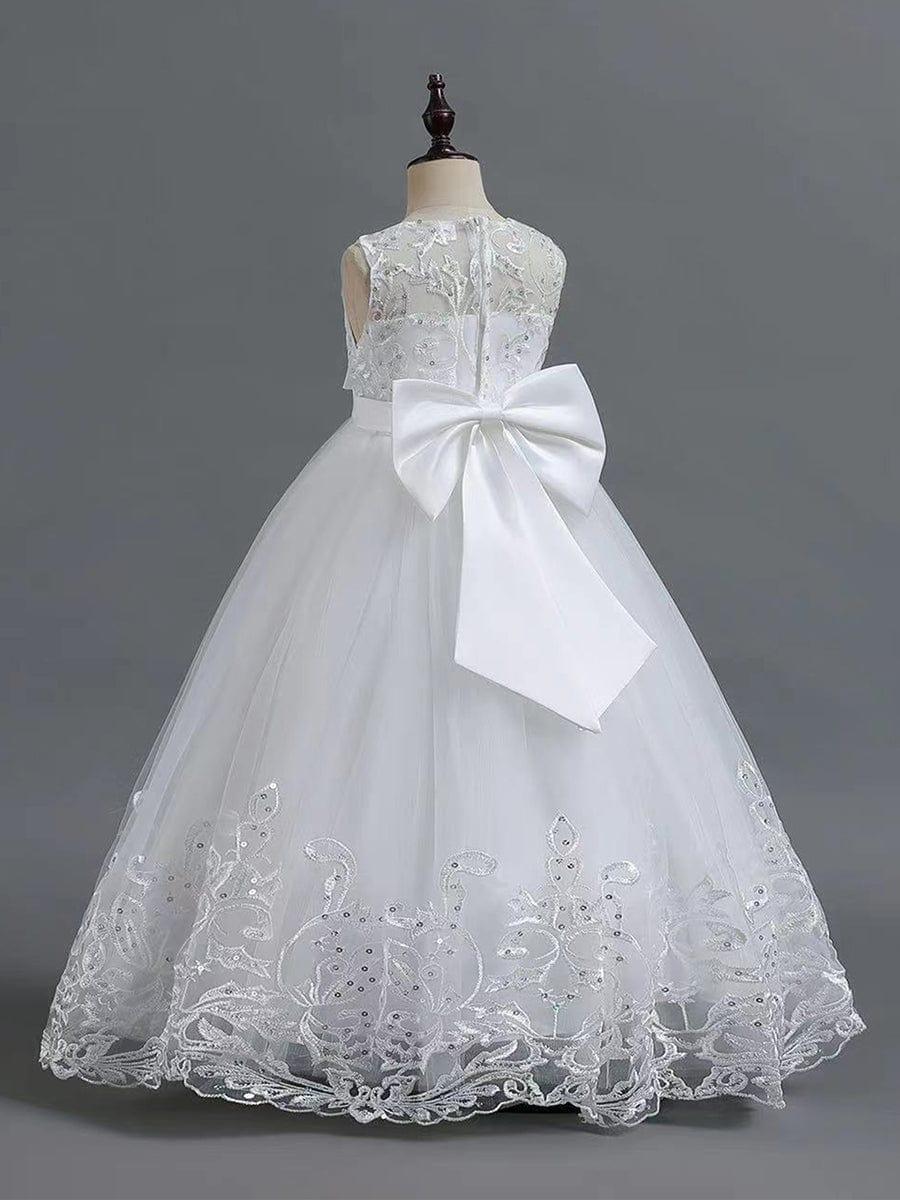 AURIENNA|Gorgeous Applique Princess Dress for Flower Girl with Bowknot