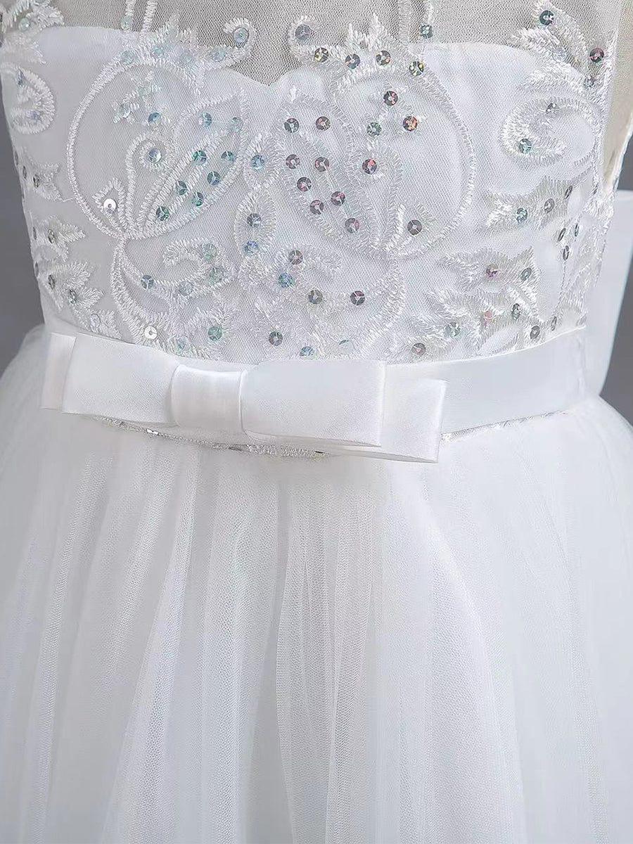 AURIENNA|Gorgeous Applique Princess Dress for Flower Girl with Bowknot