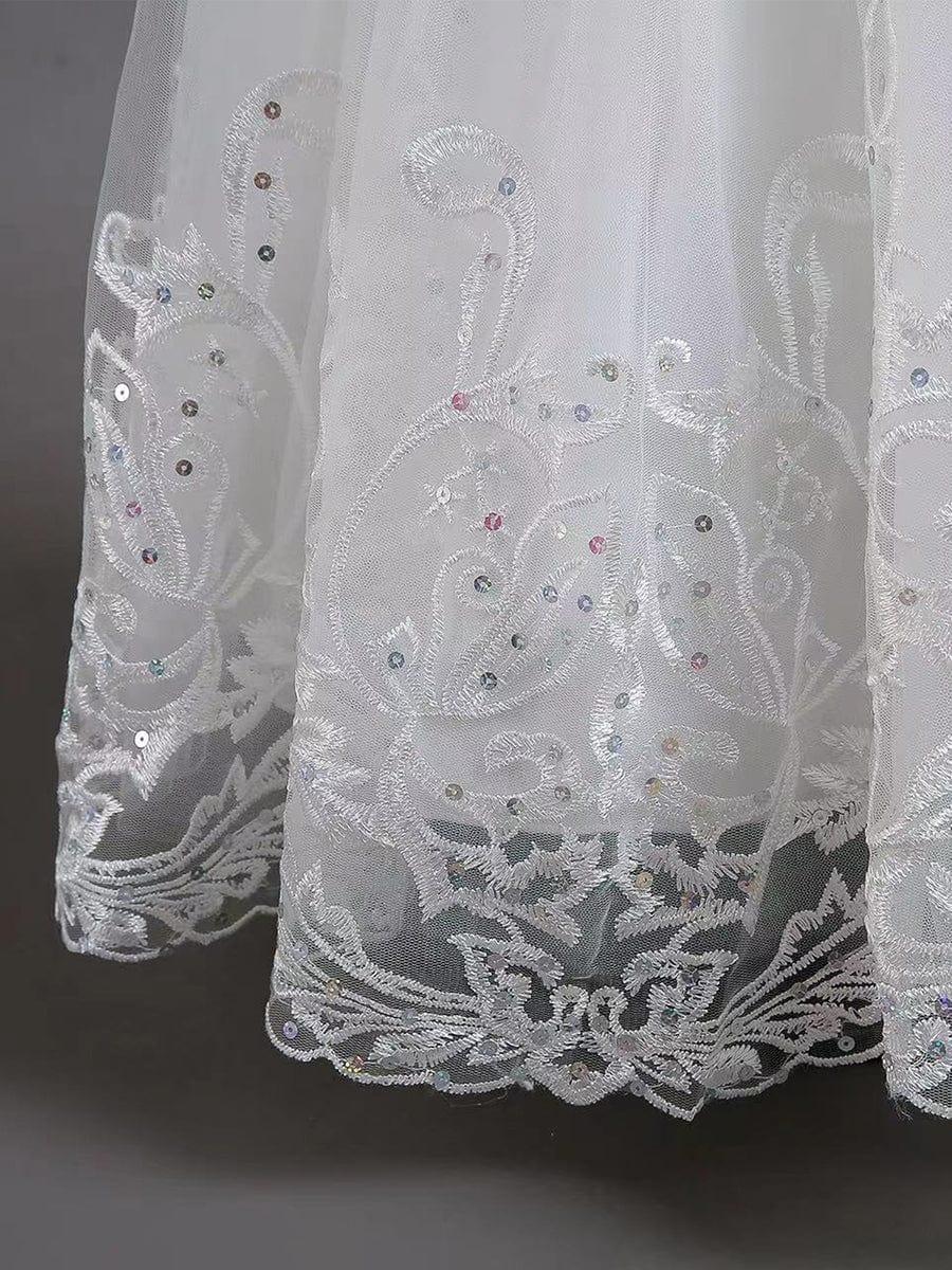 AURIENNA|Gorgeous Applique Princess Dress for Flower Girl with Bowknot