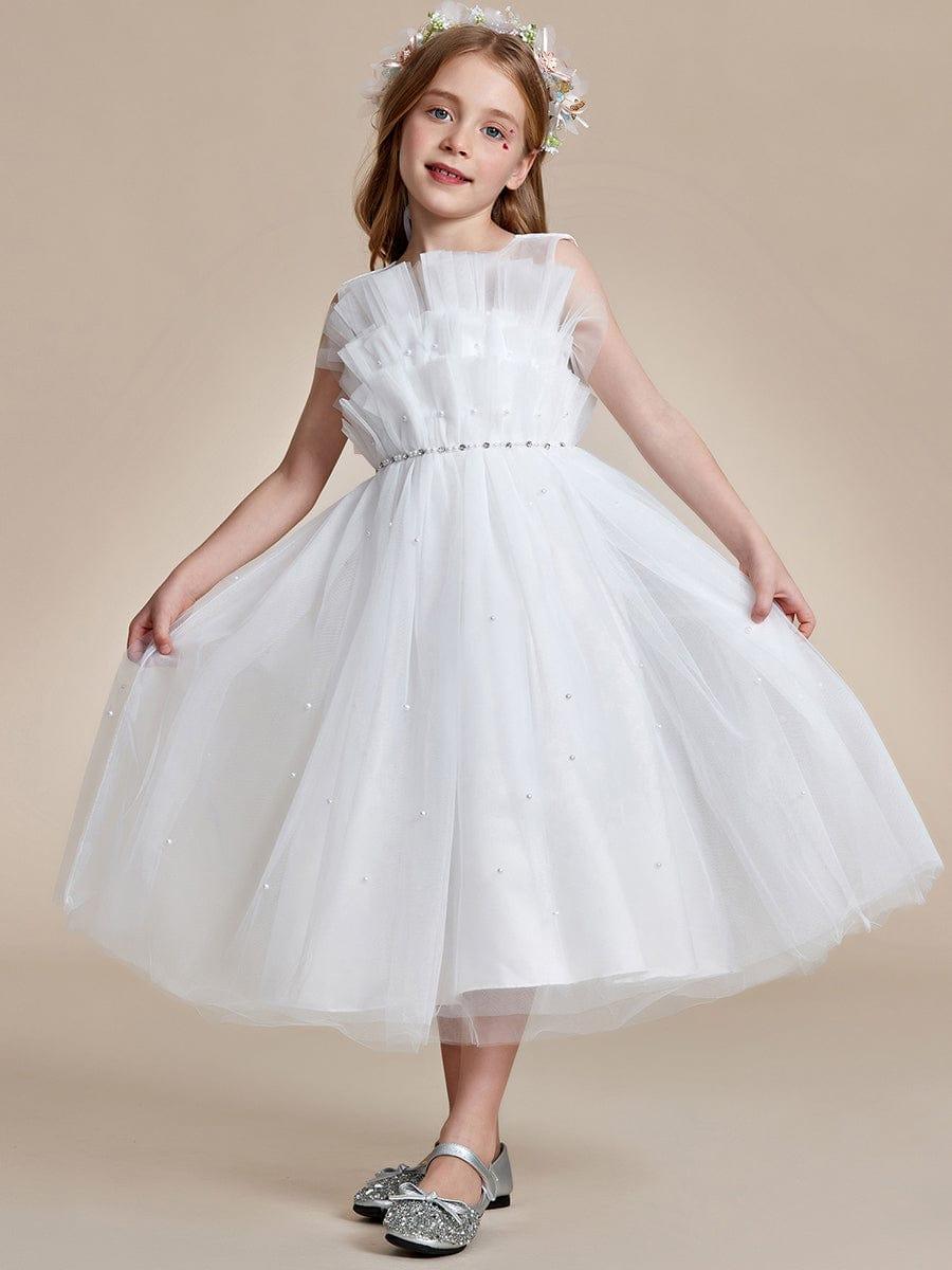 CINDIE|Shiny Flower Girl Dress with layer of tulle on the princess chest