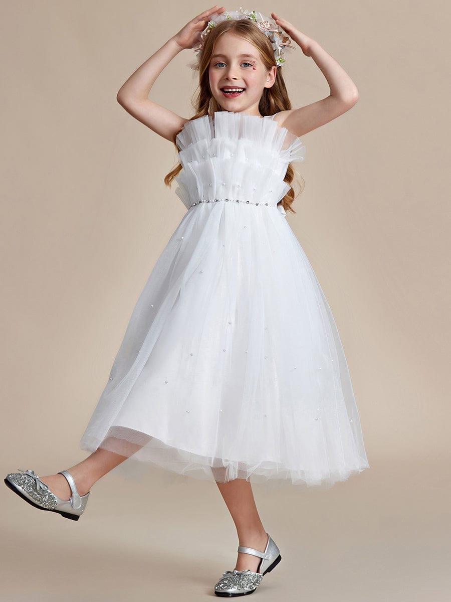 CINDIE|Shiny Flower Girl Dress with layer of tulle on the princess chest
