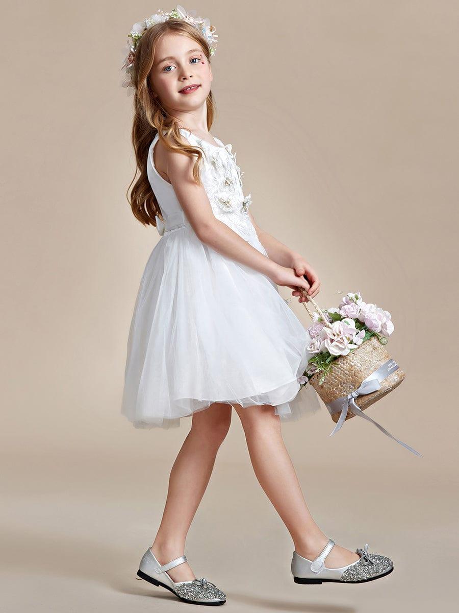 THALIA|Butterfly Embroidered Sleeveless Tulle Flower Girl Dress
