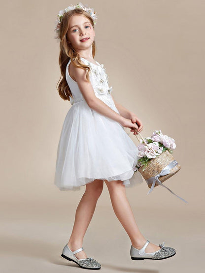 THALIA|Butterfly Embroidered Sleeveless Tulle Flower Girl Dress