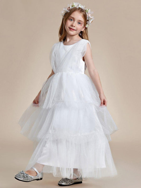 HERMINA|Princess Style Layered Cake Long Tulle Flower Girls Dress